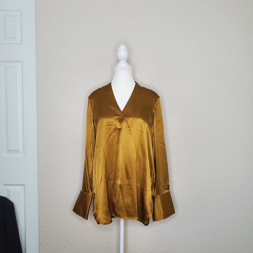 Elie Tahari Gold Satin Blouse